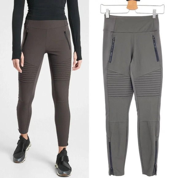 Athleta Headlands Hybrid Moto Tight Arbor Olive‎ Size 2 - Picture 1 of 8
